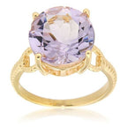Pearlz Gallery Rose de France Amethyst Gold Plated Solitaire Ring - Rings - British D'sire