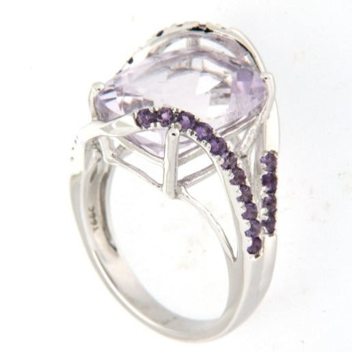 Pearlz Gallery Rose de France and Amethyst High Polish Ring - Jewelry Rings - British D'sire