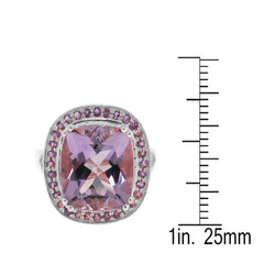 Pearlz Gallery Rose de France and Amethyst White Gold Plated Sterling Silver Ring - Rings - British D'sire