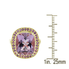 Pearlz Gallery Rose de France and Amethyst Yellow Gold Plated Sterling Silver Ring - Rings - British D'sire