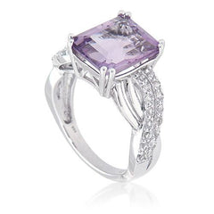 Pearlz Gallery Rose de France High polish Amethyst and White Topaz Fashion Ring - Rings - British D'sire