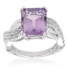 Pearlz Gallery Rose de France High polish Amethyst and White Topaz Fashion Ring - Rings - British D'sire