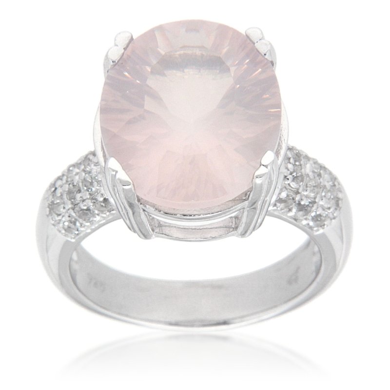 Pearlz Gallery Rose Quartz and White Topaz Sterling Silver Ring - Rings - British D'sire