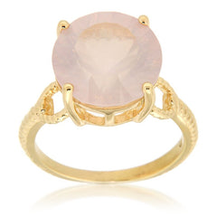Pearlz Gallery Rose Quartz Gold Plated Solitaire High Polish Ring - Rings - British D'sire