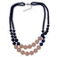 Pearlz Gallery Round Bead Dyed Lapis & Rose Quartz 2 Lines Graduation Necklace - Necklaces & Pendants - British D'sire