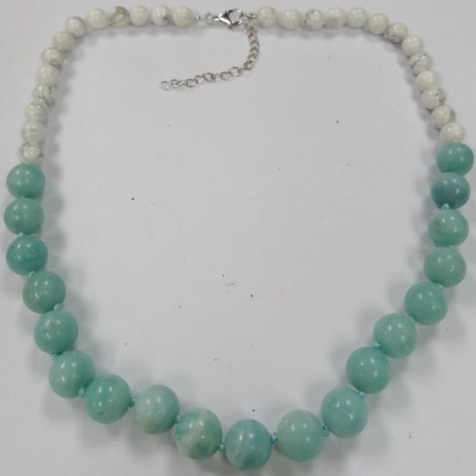 Pearlz Gallery Howlite & Amazonite Knotted Necklace for Women – 23" (20" + 3" Extension) – Natural Gemstone Jewellery – 925 Sterling Silver – Calming & Elegant Look Secondary image