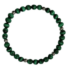 Pearlz Gallery Round Beads Malachite Sterling Silver Bracelet - Bracelets & Bangles - British D'sire