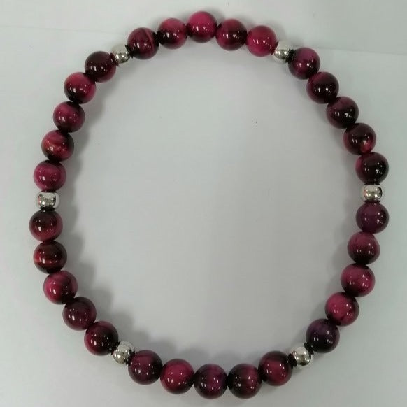 Pearlz Gallery Round Beads Maroon Tiger's Eye Bracelet - Bracelets & Bangles - British D'sire