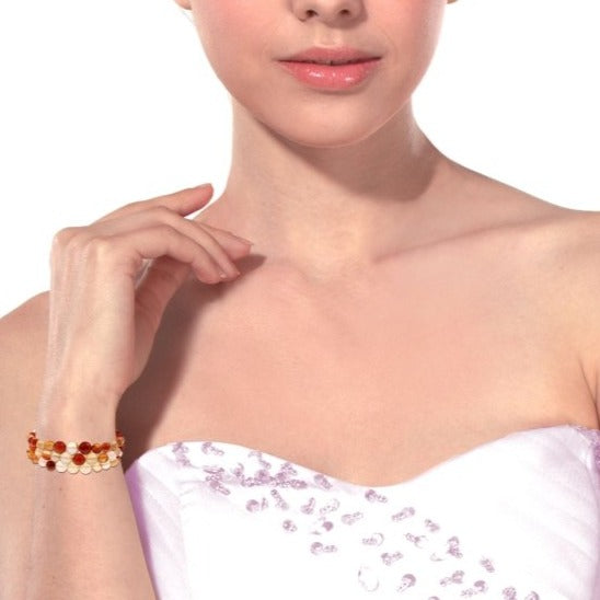 Pearlz Gallery Round Carnelian 3 Line Graduated Bracelet - Bracelets & Bangles - British D'sire