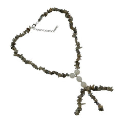 Pearlz Gallery Round Chips Labradorite & Rainbow Moonstone 3 Line Tassel Necklace - Necklaces & Pendants - British D'sire