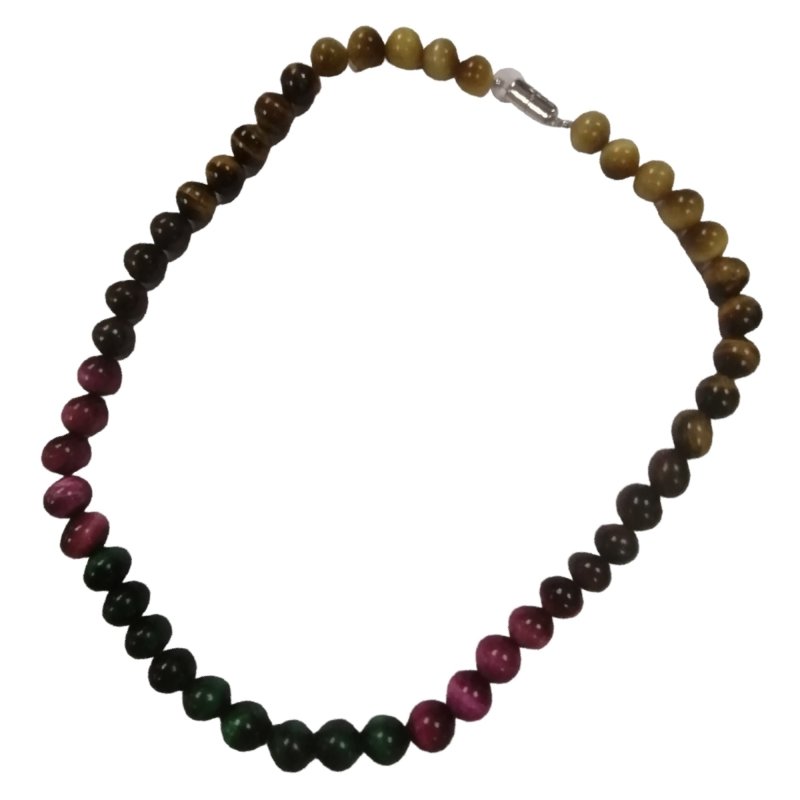 Pearlz Gallery Round Megnetic Lock Multi Tiger Eye Necklace - Necklaces & Pendants - British D'sire