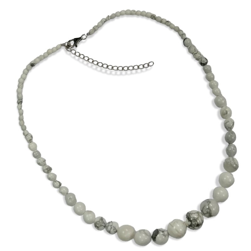 Pearlz Gallery White Howlite Graduation Necklace 18" + 3" – Natural White Beaded Necklace for Ladies – 925 Sterling Silver – Calming Energy & Elegant Finish Secondary image