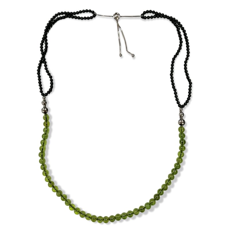 Pearlz Gallery Slider Chain Black Onyx & Peridot Necklace - Necklaces & Pendants - British D'sire