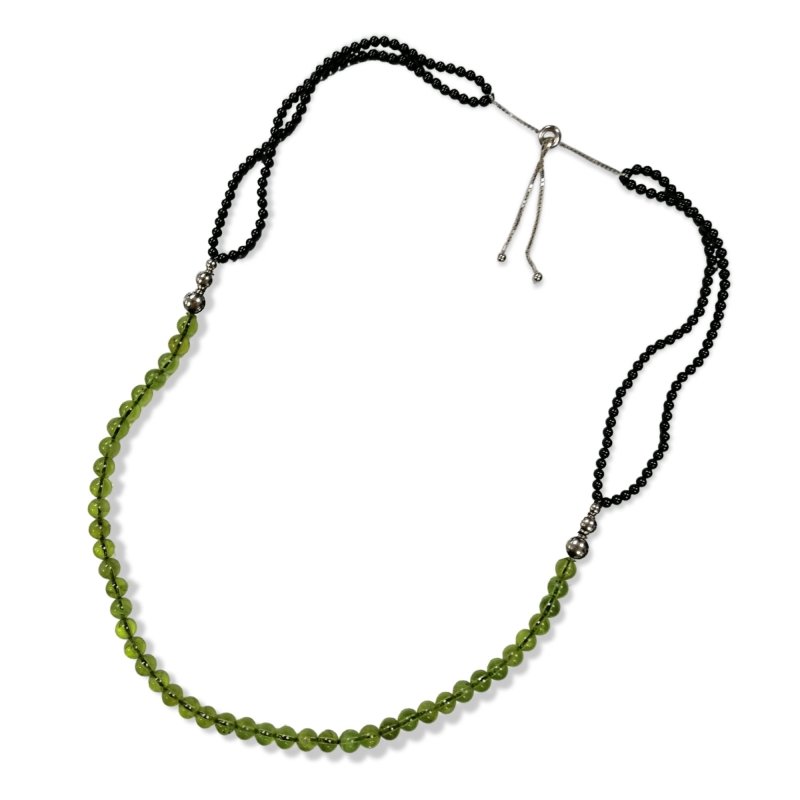 Pearlz Gallery Black Onyx & Peridot Necklace 20", 925 Silver Chain, Round Gemstone Beads for Women Secondary image