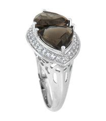Pearlz Gallery Smoky Quartz and White Topaz Trillion High Polish Ring - Rings - British D'sire