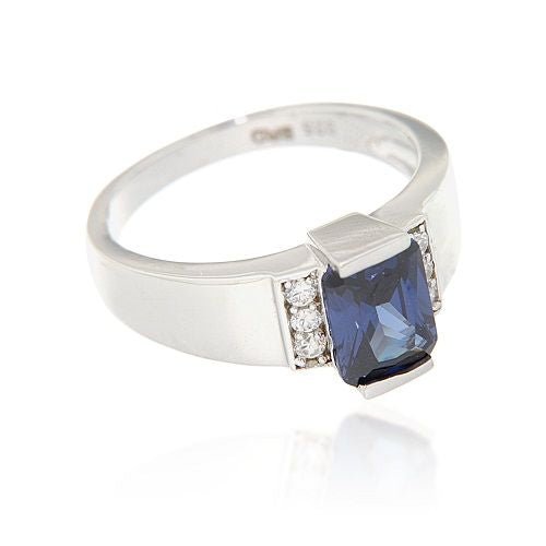 Pearlz Gallery Sterling Silver Cubic Zirconia Ring (Blue & White) - Jewelry Rings - British D'sire
