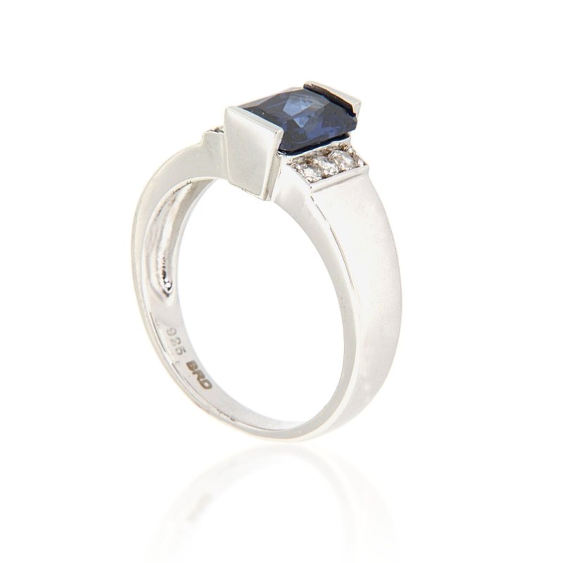 Pearlz Gallery Sterling Silver Cubic Zirconia Ring (Blue & White) - Jewelry Rings - British D'sire