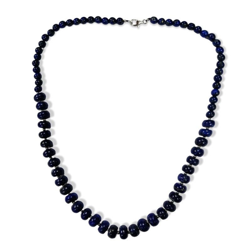 Pearlz Gallery Sterling Silver Round Lapis Lazuli Necklace - Necklaces & Pendants - British D'sire