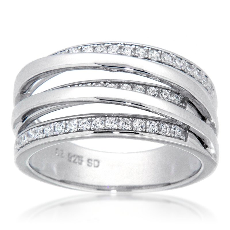 Pearlz Gallery Sterling silver White Cubic Zirconia Fashion Band - Rings - British D'sire