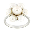 Pearlz Gallery White Freshwater Pearl Flower Cluster Round High Polish Ring - Rings - British D'sire