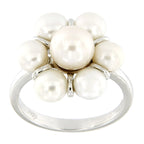 Pearlz Gallery White Freshwater Pearl Flower Cluster Round High Polish Ring - Rings - British D'sire