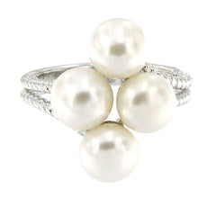 Pearlz Gallery White Freshwater Pearl Split Band Cluster 7-8 mm Ring - Rings - British D'sire