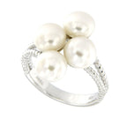 Pearlz Gallery White Freshwater Pearl Split Band Cluster 7-8 mm Ring - Rings - British D'sire