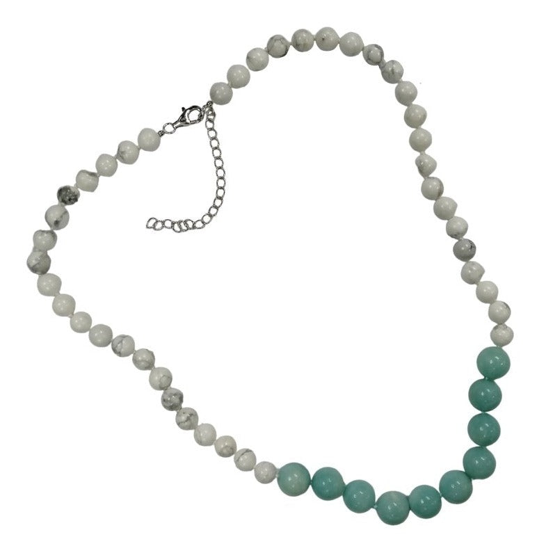 Pearlz Gallery Howlite & Russian Amazonite Knotted Necklace for Women – 24" (21" + 3" Extension) – Natural Gemstones – 925 Sterling Silver – Stress Relief & Healing Energy Secondary image