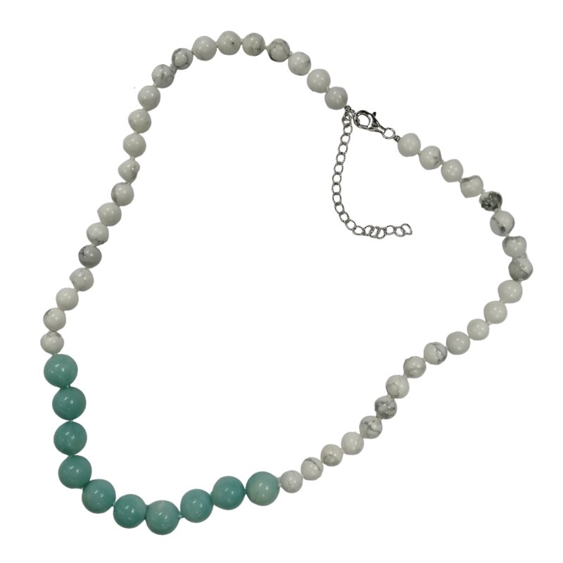 Pearlz Gallery White Howlite & Russian Amazonite Knotted Necklace - Necklaces & Pendants - British D'sire