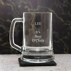 Personalised Engraved Glass Beer Stein, Personalise with Any Message for Any Occasion, Stylize with a Variety of Fonts, Laser Engraved, Gift Box Included - British D'sire