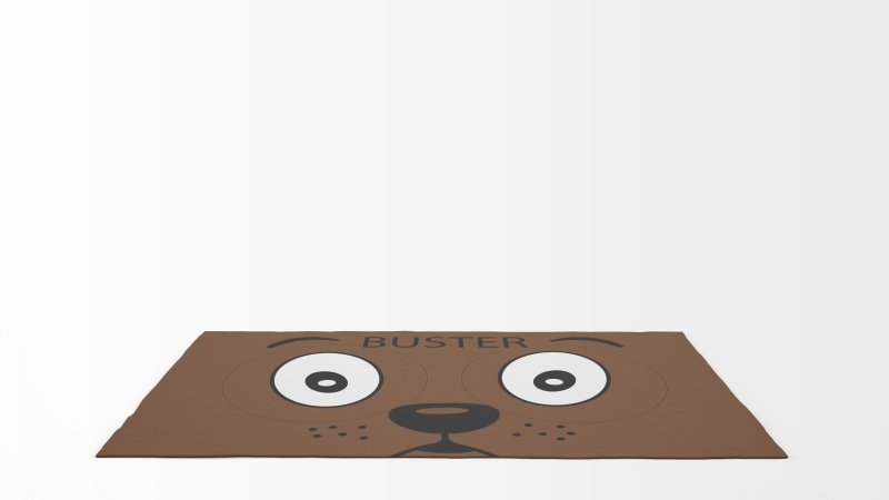 Pet Food Floor Mat - Brown Dog Face - Brown & Black - Personalised Name - Floor Mats - British D'sire Main image