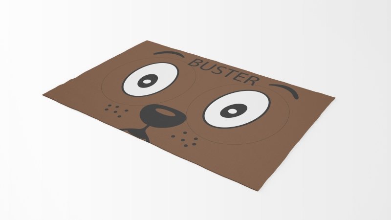 Yoosh Pet Food Floor Mat - Brown Dog Face - Brown & Black - Personalized Name Secondary image