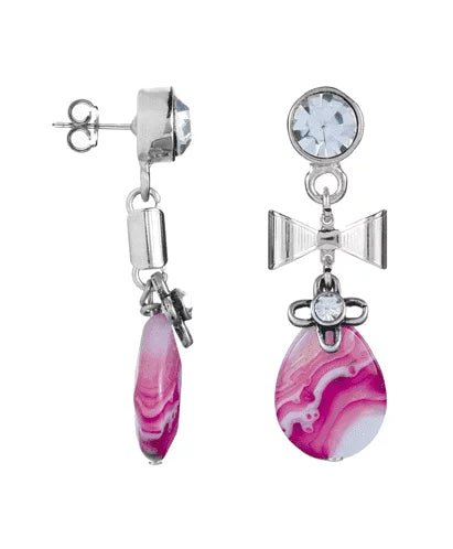 Pink agate stone dangle and drop earrings - Earrings - British D'sire