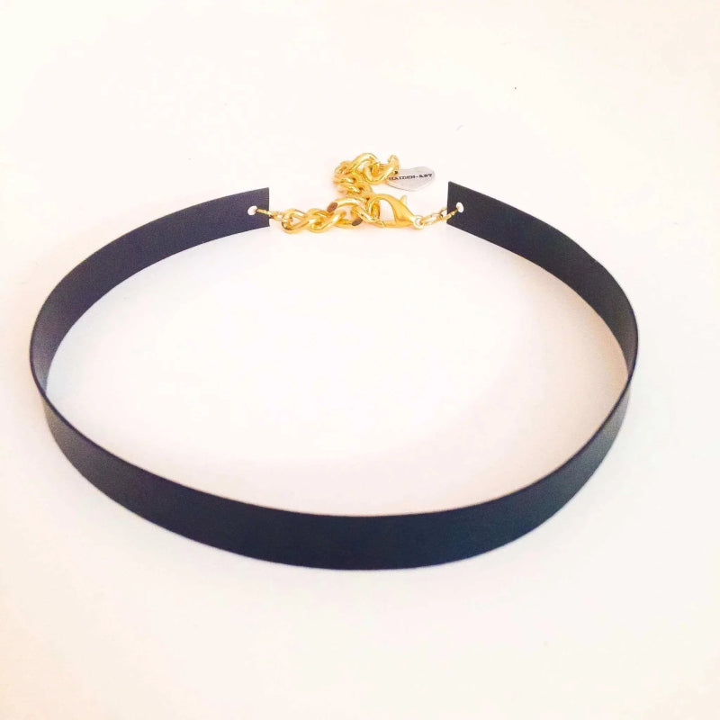 Plain Black Leather Choker necklace - Necklace - British D'sire