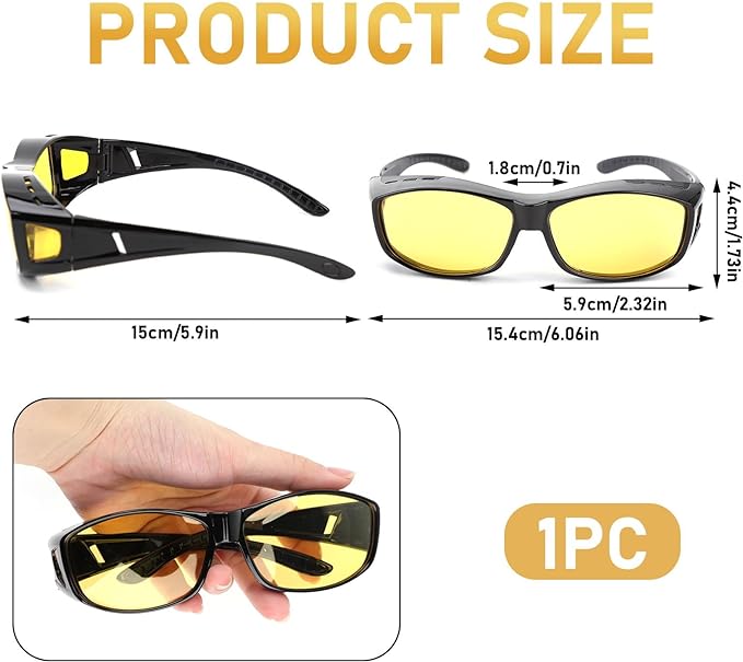 Polarised Night Driving Glasses for Men Women, Anti Glare HD Vision Nighttime Glasses Fit Over Prescription Eyewear,Yellow Tinted Lens Sunglasses For Driving Fishing Running - British D'sire