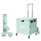 Portable Plastic Folding Shopping Cart Grocery Shopping Small Trolley Cart, Style: Climbing Wheel Green(Large) - Shopping Small Trolley - British D'sire