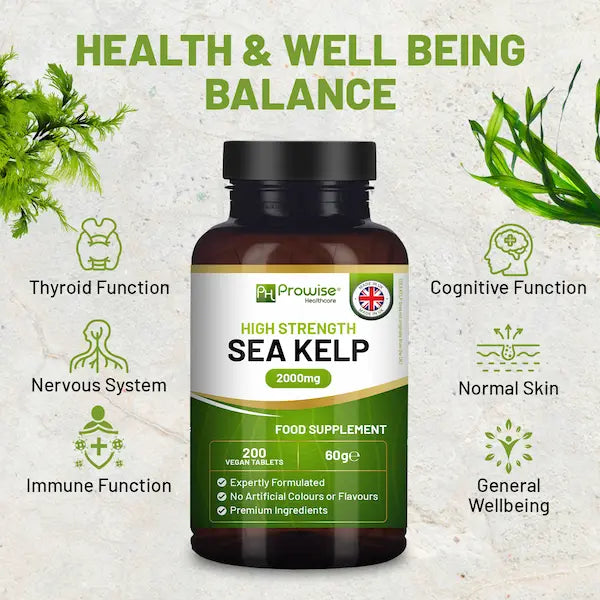 Sea Kelp 2000mg 200 Vegan Tablets | Natural Source of Iodine | Premium Ingredients | Proudly made in the UK by Prowise - British D'sire