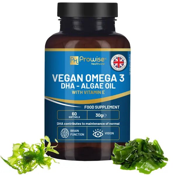 Prowise Vegan Omega-3 DHA from Algae Oil | 60 Softgels with Vitamin E | 400mg DHA + 10mg Vitamin E | 100% Plant-Based | Supports Brain, Eye, and Joint Health | Pure & Sustainable Sourced - British D'sire