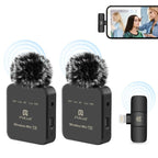 PULUZ Wireless Lavalier Microphone for iPhone / iPad, 8-Pin Receiver and Dual Microphones (Black) - Microphones - British D'sire