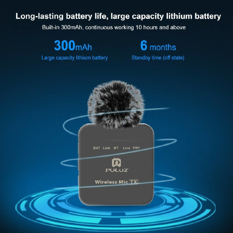 PULUZ Wireless Lavalier Microphone for iPhone / iPad, 8-Pin Receiver and Dual Microphones (Black) - Microphones - British D'sire