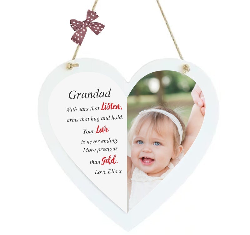 Pure Essence Greeting Personalised Heart Photo for Plaque Nan, Grandad, Nan, and Grandad - Signs & Plaques - British D'sire