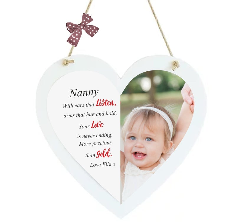 Pure Essence Greeting Personalised Heart Photo for Plaque Nan, Grandad, Nan, and Grandad - Signs & Plaques - British D'sire