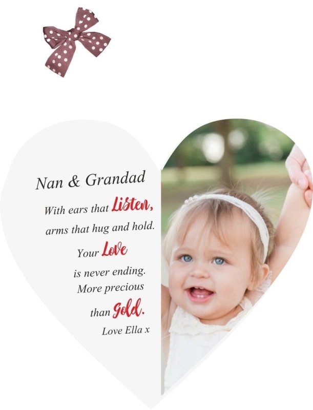 Pure Essence Greeting Personalised Heart Photo Plaque for Nan, Grandad, Nan and Grandad Secondary image