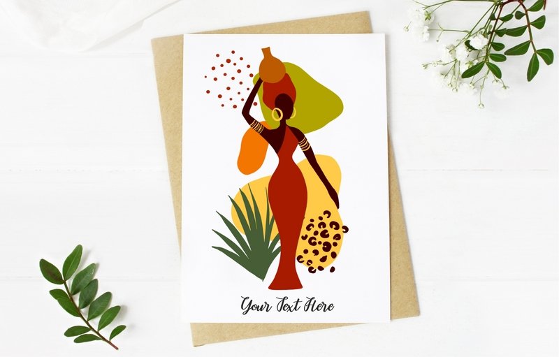 Pure Essence Greetings African Woman Abstract Design Personalized Card - Greeting Cards - British D'sire Main image