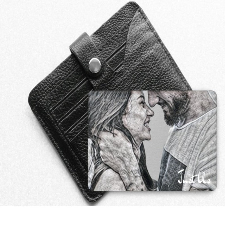 Pure Essence Greetings Aluminium Sketch Design Personalised Photo Wallet Card - Wallet Cards - British D'sire