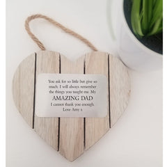 Pure Essence Greetings Amazing Dad Heart Plaque Natural Wood Heart Plaque - Signs & Plaques - British D'sire