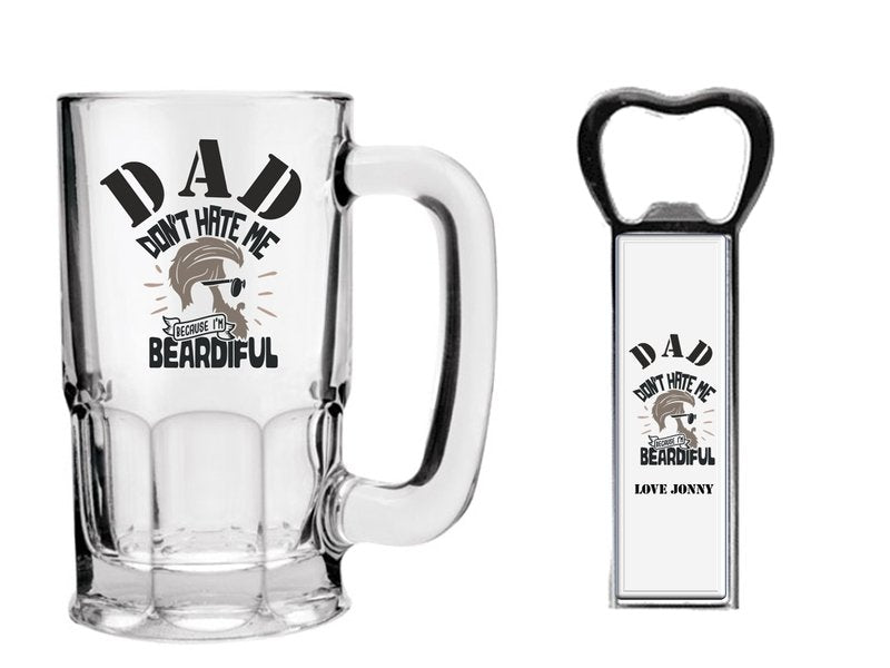 Pure Essence Greetings Beard Beer Mug and Bottle Opener Gift Set - Glasswares & Drinkwares - British D'sire Main image
