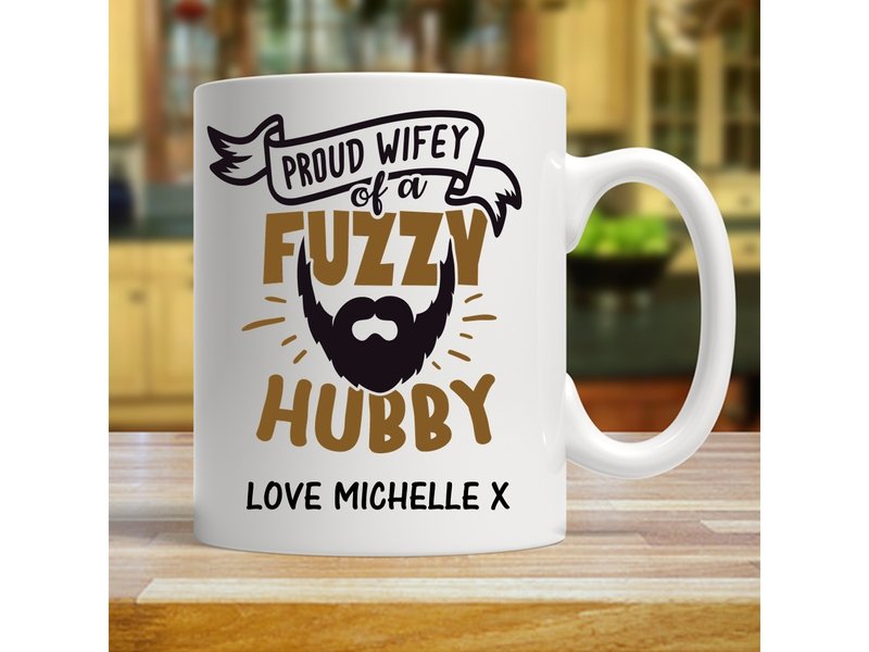 Pure Essence Greetings Bearded Hubby Personalised Mug - Glasswares & Drinkwares - British D'sire