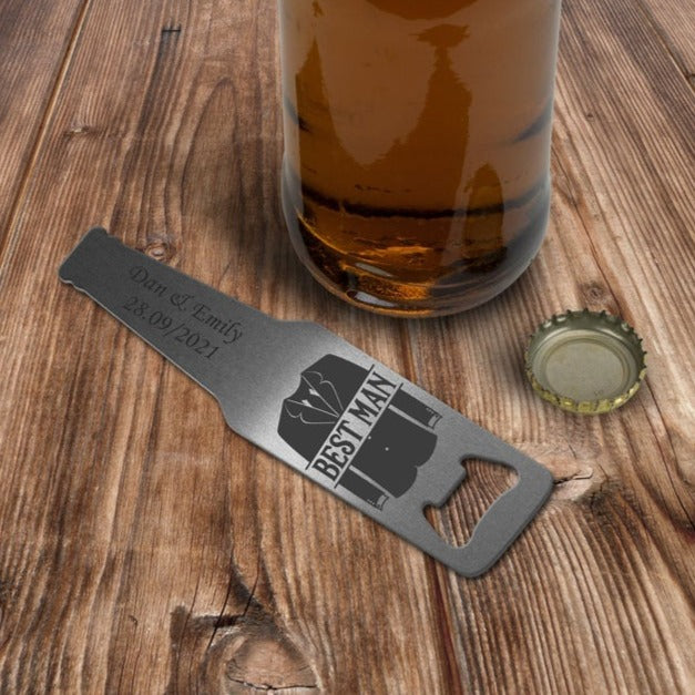 Pure Essence Greetings Best Man Personalised Wedding Bottle Opener - Kitchen Linens & Accessories - British D'sire