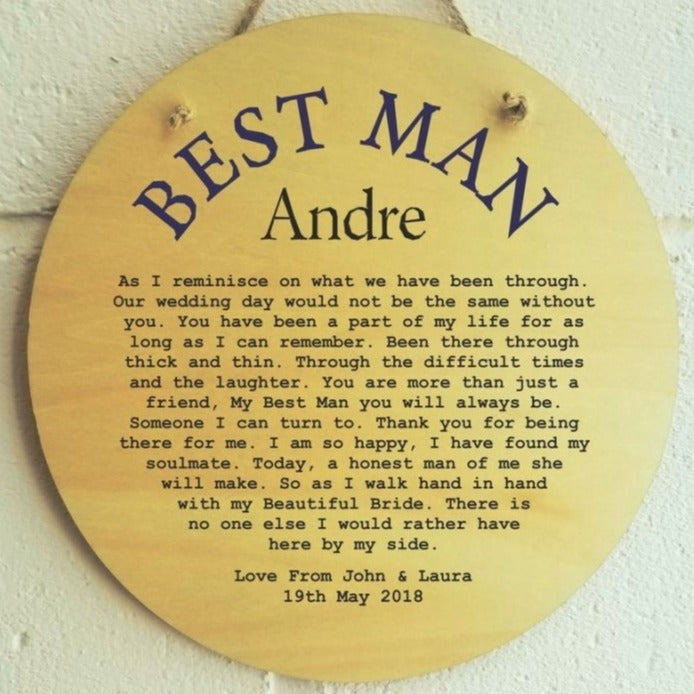Pure Essence Greetings Best Man Poem Wooden Personalised Plaque - Signs & Plaques - British D'sire